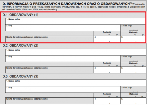 Darowizny 2 obdarowany Darowizny i podatki - informacje o obdarowanym
